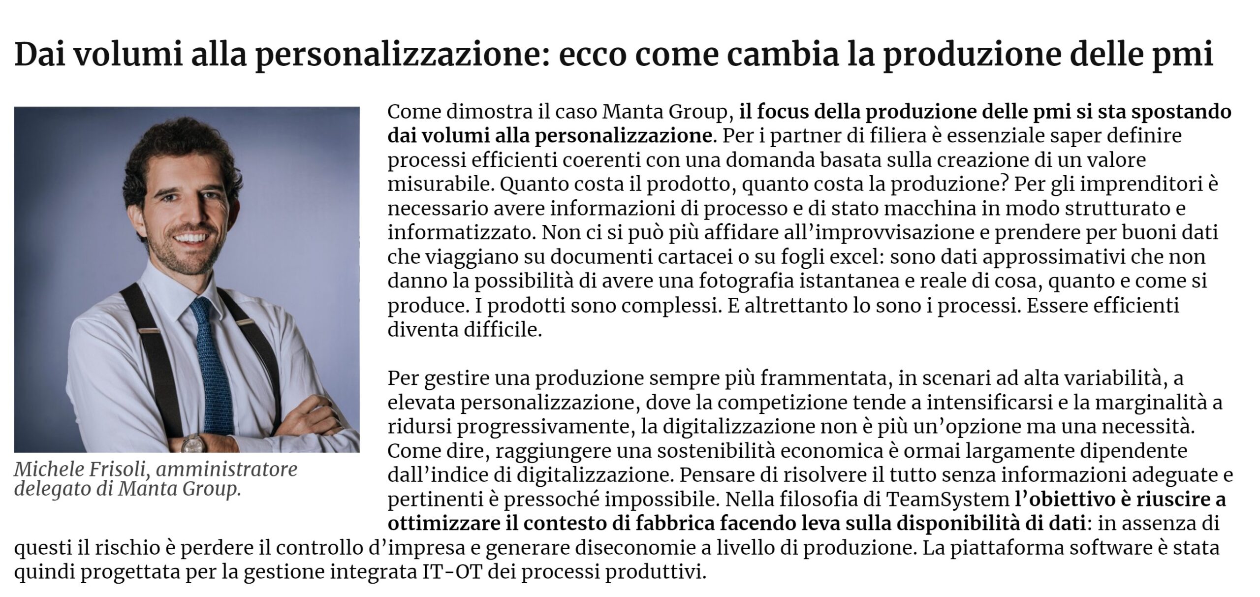 Dalla Produzione Artigianale All’impresa Digitale: Il Caso Manta Group 